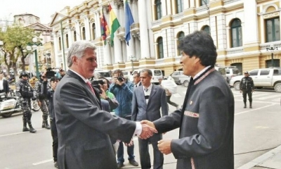 Miguel Diaz-Canel y Evo Morales. Foto: Internet