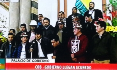 El presidente y  dirigentes informaron el acuerdo/Foto. Captura de pantalla