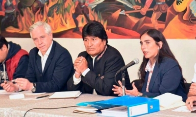 Foto: Archivo: Álvaro García Linera, Evo Morales y Gabriela Montaño 
