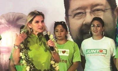 Añez durante una actividad de campaña de Juntos. Foto: Opinion