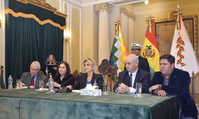  La presidenta Jeanine Áñez se reunió el lunes con los representantes de los empresarios privados 