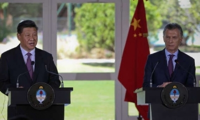 El presidente chino, Xi Jinping, y el presidente de Argentina, Mauricio Macri, ofrecen una conferencia de prensa en la Quinta de Olivos