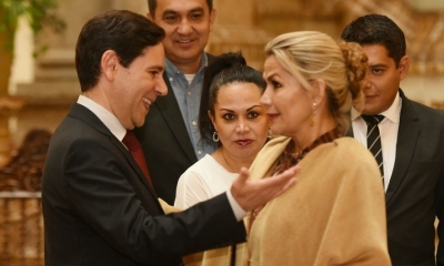 Foto / Archivo : Salvador Romero Ballivián y la presidenta Jeanine Añez. Foto: ABI