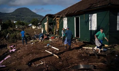Vista este 6 de septiembre de 2023 de los destrozos causados por las fuertes lluvias dado el paso de un ciclón en la ciudad de Roca Sales, Río Grande 