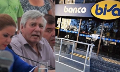 Percy Fernández y el Banco Bisa/Foto. Kandire