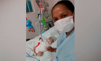 Evelitze Silva pide apoyo para llevar a su pequeño.