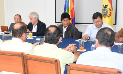Evo Morales se reunió con empresarios y ministros de Estado/Foto. ABI
