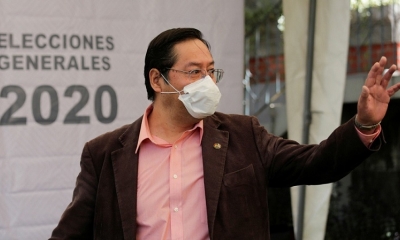Luis Arce, candidato por el Movimiento al Socialismo (MAS), en La Paz, Bolivia, 2 de junio de 2020.