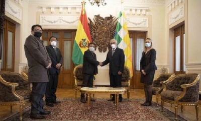 El vicepresidente David Choquehuanca y  Diego García-Sayán