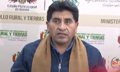 César Cocarico, ministro de Desarrollo Rural y Tierras/Foto. Captura de pantalla