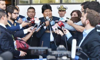 Evo Morales, fue muy requerido por los medios chilenos/Foto. Cancillería 
