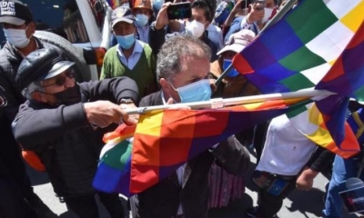 El diputado de CC, Miguel Roca, en la plaza Murillo. | APG