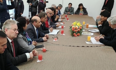 Evo Morales reunido con medios de prensa/Foto. ABI