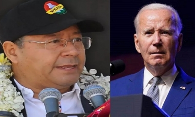 El presidente de Bolivia, Luis Arce (izq.), y el presidente de Estados Unidos, Joe Biden