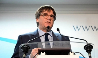 El ex líder catalán exiliado y eurodiputado Carles Puigdemont, fundador del partido Junts per Catalunya (“Juntos por Cataluña”)