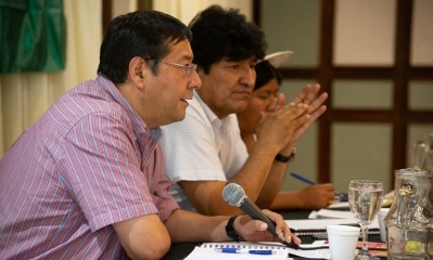 El candidato del Movimiento Al Socialismo (MAS) a la Presidencia, Luis Arce