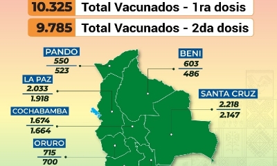 El 21 de febrero, el ministro de Salud y Deportes, Jeyson Auza, informó el inicio de la aplicación de la segunda dosis.