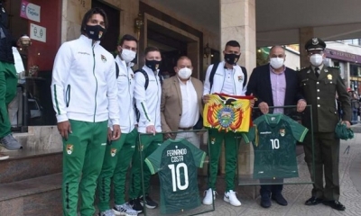La selección antes del viaje a la capita cruceña.