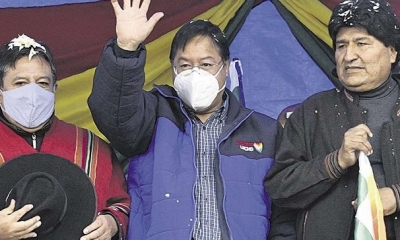 David Choquehuanca, Luis Arce y Evo Morales 
