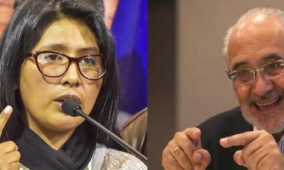 La presidenta de la Asamblea Legislativa Plurinacional (ALP), Eva Copa y Carlos Mesa