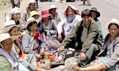 Evo Morales con dirigentes del MAS/Foto. RRSS