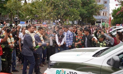 El ministro de Gobierno, Eduardo Del Castillo y el alcalde Johnny Torres 