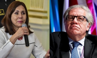 La canciller Karen Longaric y el secretario general de la OEA, Luis Almagro. | APG y EFE