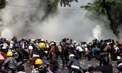 Las protestas en la capital de Birmania, en rechazo al golpe de Estado. 