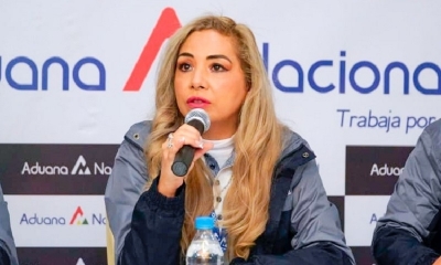 La Presidenta Ejecutiva de la Aduana Nacional, Karina Serrudo.