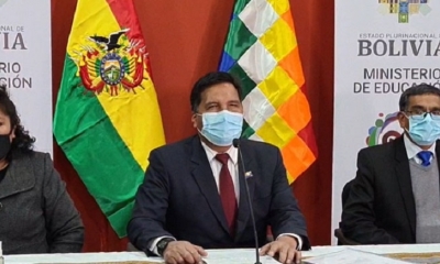 Quelca habló en conferencia de prensa. Foto: Min. Educación.