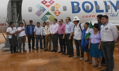l presidente Evo Morales entrega, en la localidad de San Ignacio de Velasco, un aeropuerto Internacional/Foto. ABI