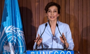 La exministra de Cultura francesa, Audrey Azoulay ofrece una rueda de prensa tras haber sido elegida nueva directora general de la Unesco. EFE