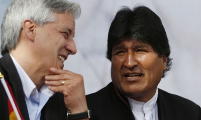 Evo Morales junto al vicepresidente boliviano Álvaro García Linera (AP)