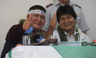 José Quecaña y Evo Morales/Foto. Archivo 