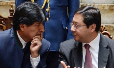 Foto/ Archivo: Evo Morales y Luis Arce en Palacio de Gobierno en 2012.
