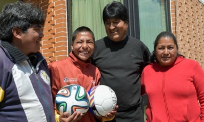 Deimar Mariaca con el presidente y su familia/Foto. RRSS
