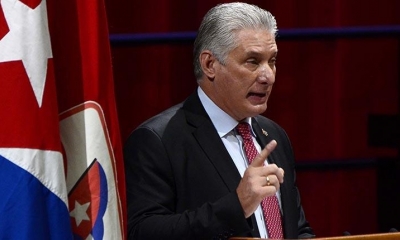 El presidente de Cuba, Miguel Díaz-Canel, pronuncia un discurso. | EFE