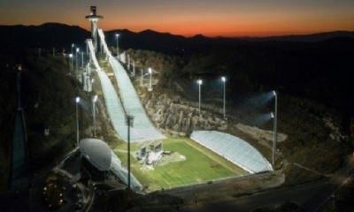 El tobogán de saltos de esquí de los Juegos Olímpicos de Invierno de Pyeongchang, en Corea del Sur, en una imagen del 30 de octubre de 2017