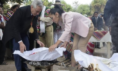 Álvaro García Linera con la presidenta del Senado/Foto. Vicepresidencia