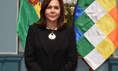 La canciller de Bolivia, Karen Longaric. 
