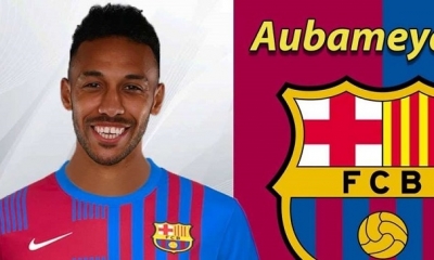 Pierre-Emerick Aubameyang ya se entrena con el Barcelona.