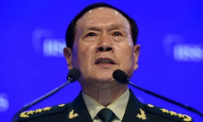 Ministro de Defensa de China, el general Wei Fenghe, en el foro regional de seguridad Diálogo de Shangri-La, en Singapur.