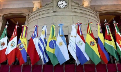 Las banderas de los países miembros plenos e invitados del Mercosur. (Archivo) | RRSS