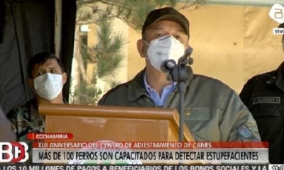 El ministro de Gobierno, Arturo Murillo, esta mañana en Cochabamba. Foto: Captura de video / Bolivia TV