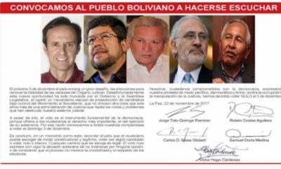 Comunicado de los líderes opositores. Foto/Tuit JTQ