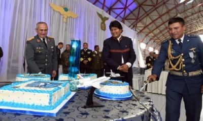El agasajo organizado por las FFAA para el presidente Evo Morales, en año pasado.