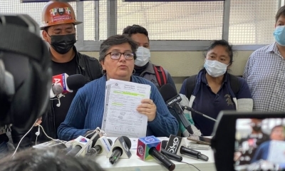La ministra de Trabajo, Verónica Navia, en conferencia de prensa respecto a la COD