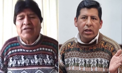 Evo Morales y el vocal Tahuicho Quispe.