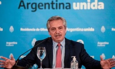 El presidente de Argentina, Alberto Fernández, durante una conferencia de prensa. | Fuente: AFP