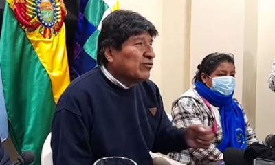 Morales brindó conferencia de prensa sobre el informe del GIEI. Foto: RKC